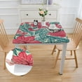 thumbnail image 2 of HAOXIT  Red Bloom Tablecloth, Handblock Print Square Table Cover for Kitchen Dining I Tabletop Linen I Parties, Wedding, Spring SummerTable Cloth 52*52, 2 of 8