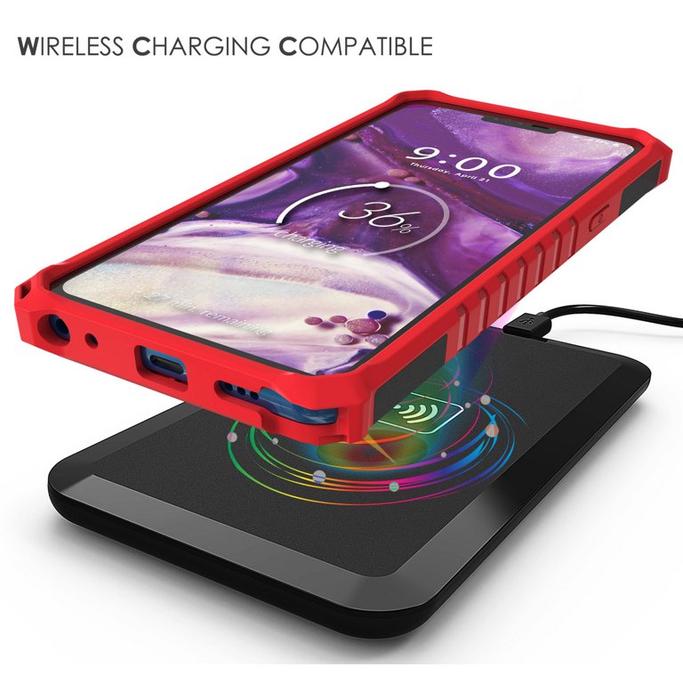 Red Tri-Shield Rugged Case Cover [with Metal Kickstand Wrist