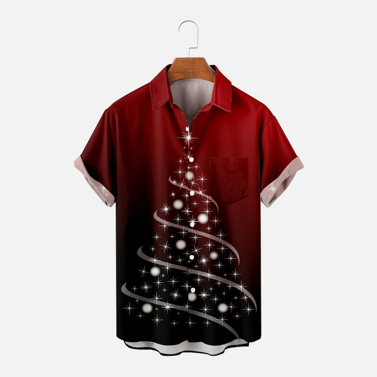 Daqian Mens T-shirts Clearance Men's Christmas Printed Single Christmas Shirt Casual Loose Printed Pocket Shirt Mens Shirts Clearance Wine 8(L) - Walmart.com