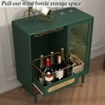 thumbnail image 3 of HLR 31.5"W Modern Wine Storage Cabinet with Pull-Out Rack & Tempered Glass Doors – Compact Coffee Bar for Kitchen, Dining Room, Apartment,Green, 3 of 8