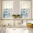 thumbnail image 4 of Christmas Snowman Kitchen Curtains and Valances Set, Bird Snowflake Winter Blue Linen Texture Rod Pocket Window Valance Window Curtain Panels for Living Room Bedroom Laundry, 27.5x36in, 3 Pieces, 4 of 7