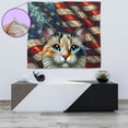 thumbnail image 4 of Patriotic Manx Stained Glass Portrait American Flag Tapestry Cat Lover Kitten Owner Gifts Wall Hanging Backdrop Home Decor - 01010, 4 of 5