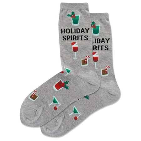 

HotSox Women s Holiday Spirits Socks 1 Pair Grey Heather Women s 9-11 Shoe