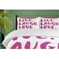 thumbnail image 4 of Ambesonne Live Laugh Love Duvet Cover Sets, Happy Life Message, 2-Queen, Fuchsia White, 4 of 7