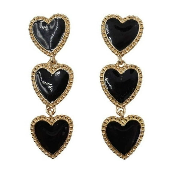 Dark Heart Drop Earrings in Black