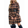 thumbnail image 2 of Women'S Button Down Flannel Shirts Plaid Shacket Long Sleeve Collared Long Jacket Coats Yellow & Black S, 2 of 9