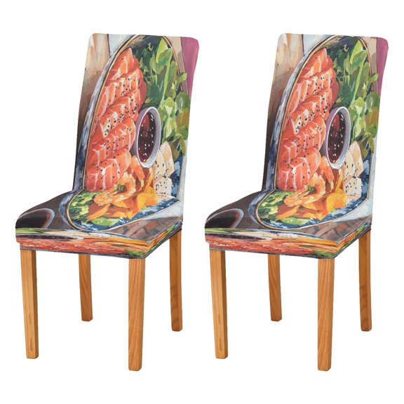 BZSMCE Chairs Slipcovers Dining Chair Covers Fish Salad Creative Pattern