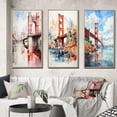 thumbnail image 1 of Designart "Architectural Marvel Red Bridge II" Cityscapes Framed Wall Art Set Of 3 - Red Bridges Frame Canvas Set For Living Room Decor, 1 of 6