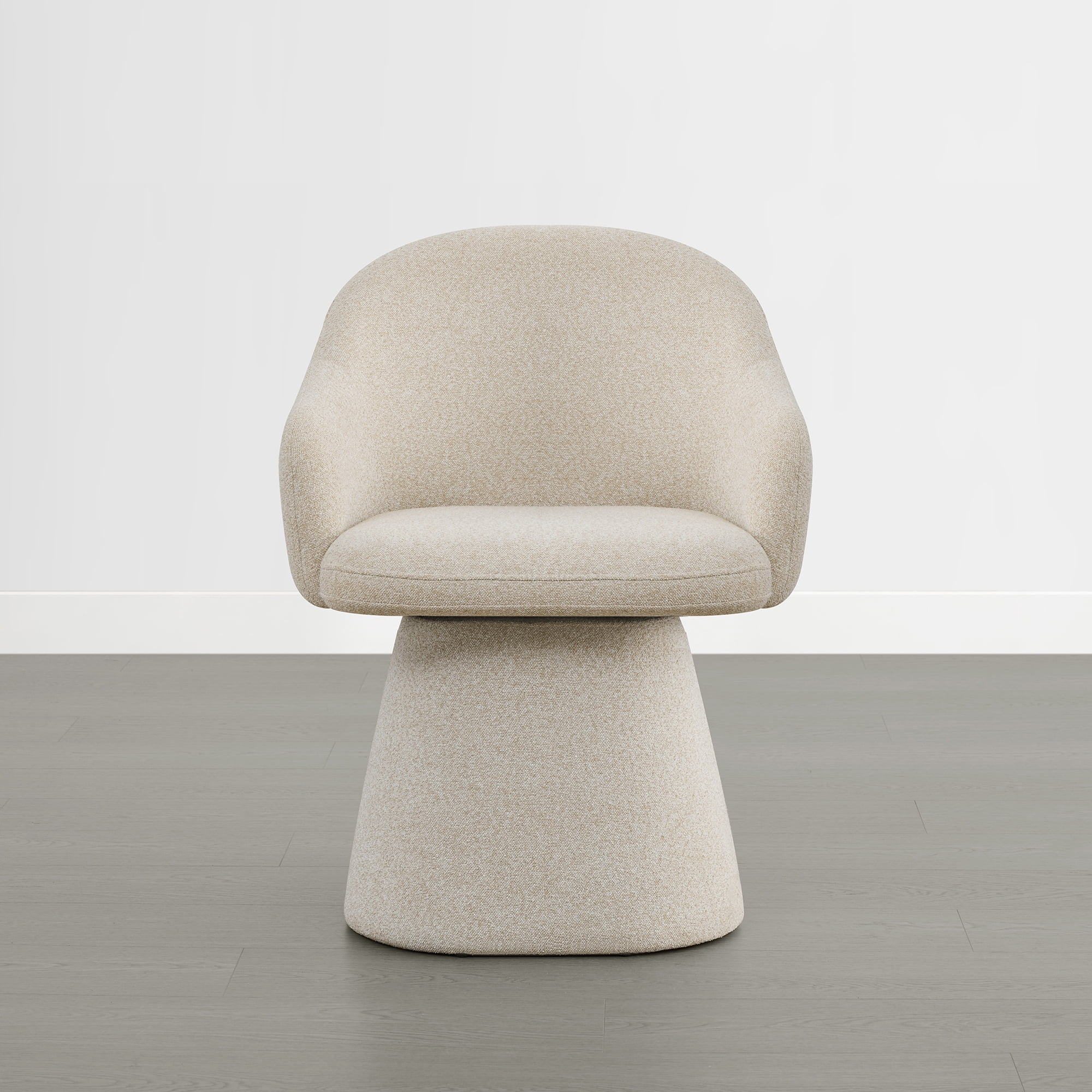 Spruce & Spring 360° Swivel Dining Chair, Spill-Proof & Stain Resistant Barrel Armchair with Rotating Base, Modern Upholstered Seat and Removable Back Support Pillow for Kitchen Living Room, Sand
