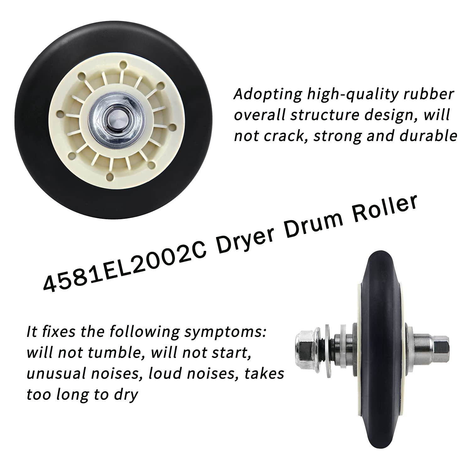 Upgraded Dryer Repair Kit dryer roller kit for LG Kenmore Dryers Includes 4581EL2002C Dryer Drum Roller Assembly 4400EL2001A Dryer Belt and 4561EL3002A Dryer Idler Pulley