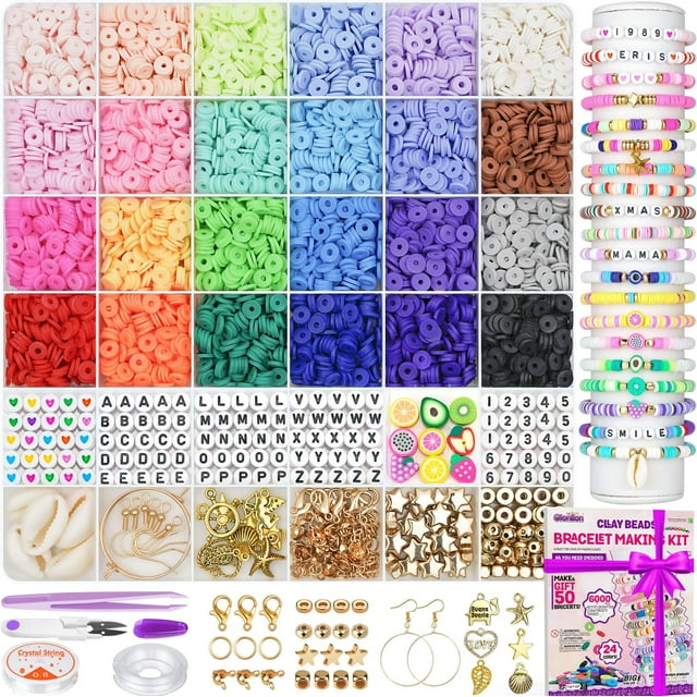 Kit para hacer pulseras con perlas de arcilla polimérica Gionlion 6000+