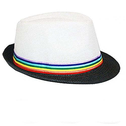 Rainbow Stripe Gay Pride Hat Straw 