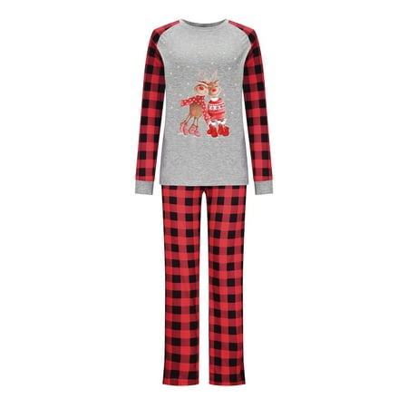 

AnuirheiH Xmas Pjs Set Women Mommy Printed Top+Pants Family Matching Pajamas Set 4-6$ off 2nd