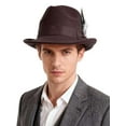 thumbnail image 3 of Deago Fedora Hats for Men Women Classic Short Brim Felt Manhatta Hat Panama Dress Fedora Hat with Feathers Band (Brown), 3 of 9