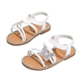 thumbnail image 3 of newwalpole Girls Open Toe Princess Flat Sandals with Comfort Sole Summer Sandals White for Size 11, 3 of 8