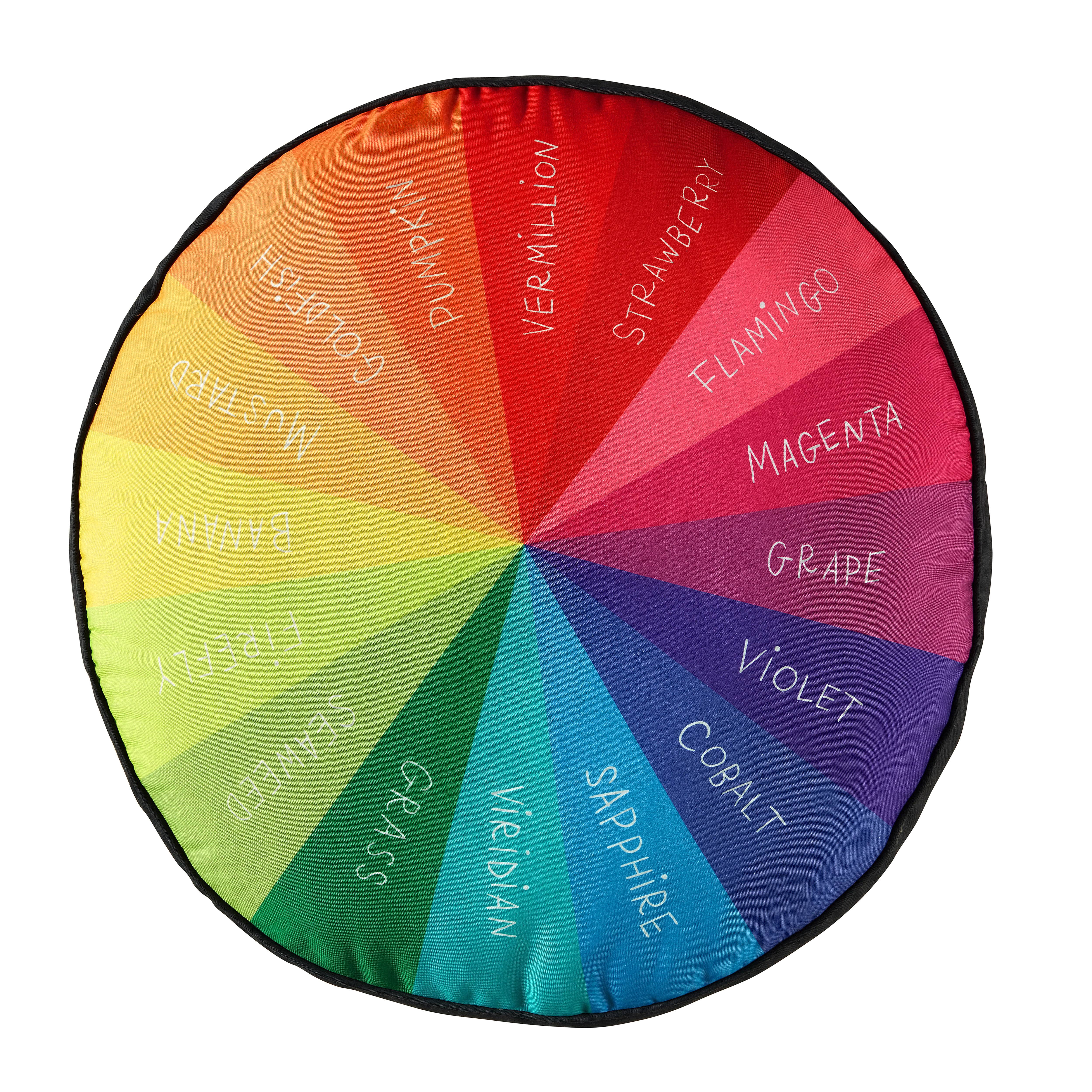 Smarts & Crafts Home Kids 25" Round Everyday Color Wheel Multicolor Microfiber Decorative Floor Pillow, Reversible