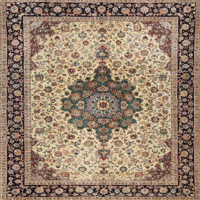 Ahgly Company Tapis d'Intérieur Lavables à la Machine, Carrés Traditionnels Sépia, Carrés de 3'