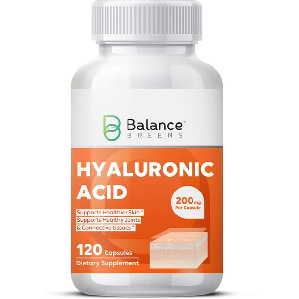 Hyaluronic Acid Skin Supplement 200mg Per Capsule, 120 Capsules, 4 Months Supply Promotes Skin
