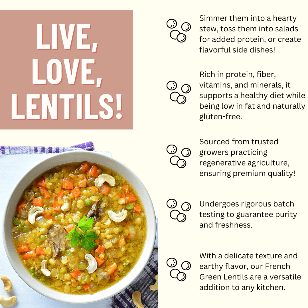 Organic French Green Lentils, 1 lb. (6 pack) - Mountain High Organics