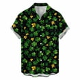 thumbnail image 2 of SGFCWSX St. Patrick's Day Men's Short Sleeve Button Down Shirt Shamrock Print Casual Party Shirt Yellow Size 4XL, 2 of 6