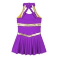 thumbnail image 3 of YONGHS Kids Girls Cheerleading Uniform Outfits Sleeveless Letters Printed Fancy Dress Purple 12, 3 of 7
