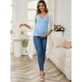 thumbnail image 3 of DARING DIVA Women's Nursing Tank Wrap V-Neck Ruched Breastfeeding Tops L Black & Blue, 3 of 7