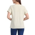thumbnail image 3 of INSPIRE CHIC Women's Linen Tops Short Sleeve Casual t Shirts Basic Summer Outfits Loose Solid Color Blouse L Beige, 3 of 6
