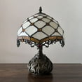 thumbnail image 5 of Tiffany Table Lamp Gold Stained Glass Crystal Beans LED Bulb Included Dragonfly Base for Living Room Bedroom Bedside Office Hotel 10'W*14"H, 5 of 8
