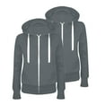 thumbnail image 2 of BiZtdJrK Zip Up Hoodie Women 2 Pack, 2025 Fall Long Sleeve Hooded Coats Solid Color Casual Sweatshirt Jackets with Pockets Going Out Tops Sale of The Day Prime Today Dark Gray S, 2 of 3