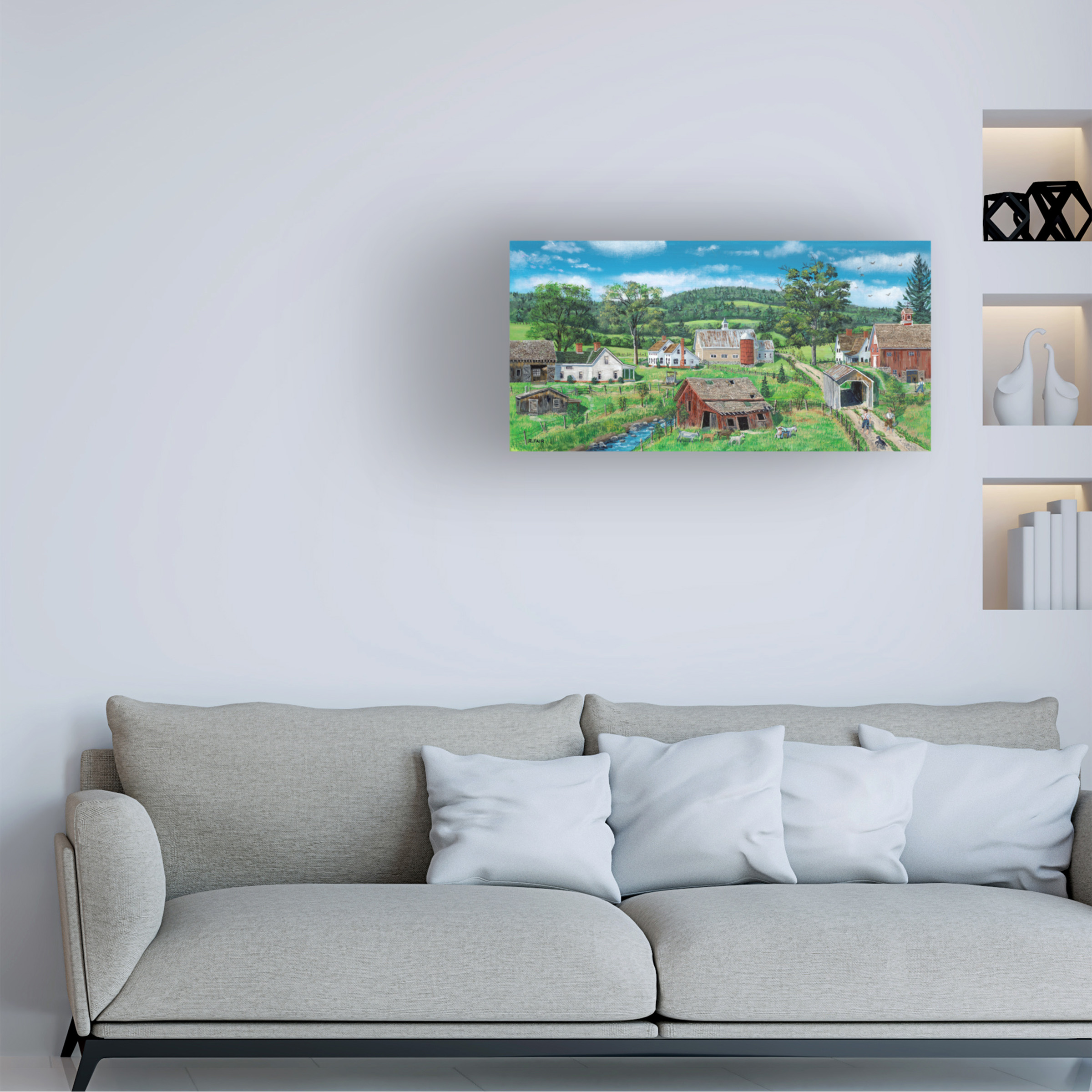 Canvas Wall Art - Bob Fair 'The Old Goat Barn' Wall Art for Living Room, Bedroom, or Office DÃ©cor by Trademark Fine Art - 32 x 16 Inches