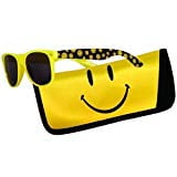 Sunglasses with Coordinating Soft Sunglass Case (Smiley Face, Black)