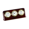 Desk Clock w Thermometer & Hygrometer in Mahogany Finish-Wood