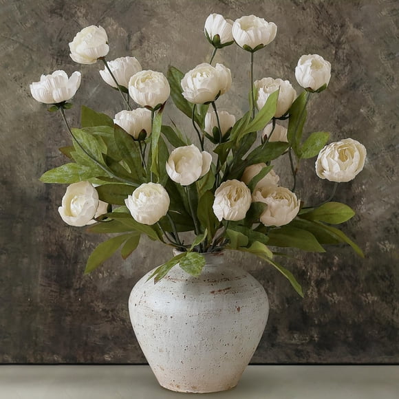 Flores artificiales de peonía VIERENA, 12 piezas, 69 cm, color crema