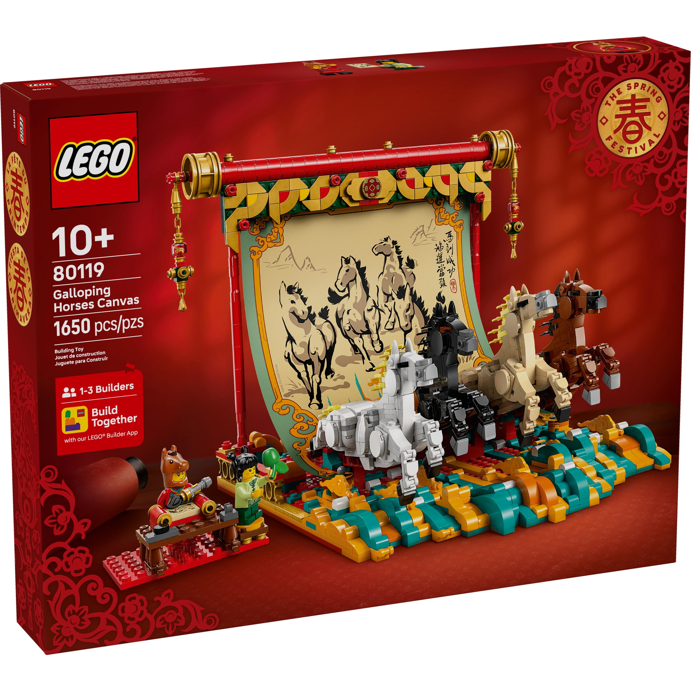 LEGO Spring Festival Galloping Horse Canvas Kids Building Toy -  Year of the Horse Toy for Girls & Boys, Ages 10+ - Buildable Chinese New Year Decoration - Gift Idea for Birthdays & Families - 80119