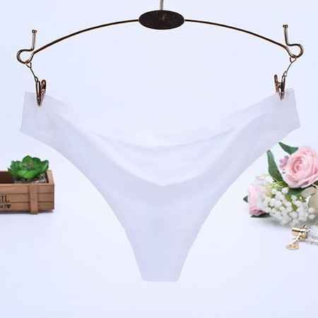 

Womens Invisible Ice Silk Seamless Crotch Wh Xl Thongs