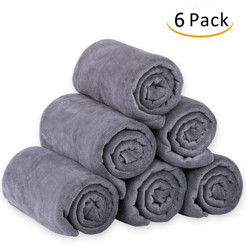 Microfiber Bath Towel Set(6 Pack, 27" x 55") Extra Absorbent, Fast