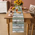 thumbnail image 2 of Sage Green Blue Table Runner 72 Inches, Vintage Shabby Farmhouse Wooden Bed Runner Dresser Scarves Tabletop for Indoor Outdoor Parties/Ceremony/Banquet, 14" x 72", 2 of 9