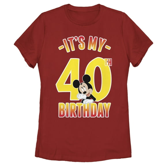 Women's Mickey & Friends It's My 40th Birthday  Graphic Tee Red Large