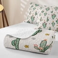thumbnail image 4 of Erosebridal Cartoon Cactus Quilt King for Boys Girls, Floral Bloom Print King Coverlet Set, 3-Piece, 4 of 7