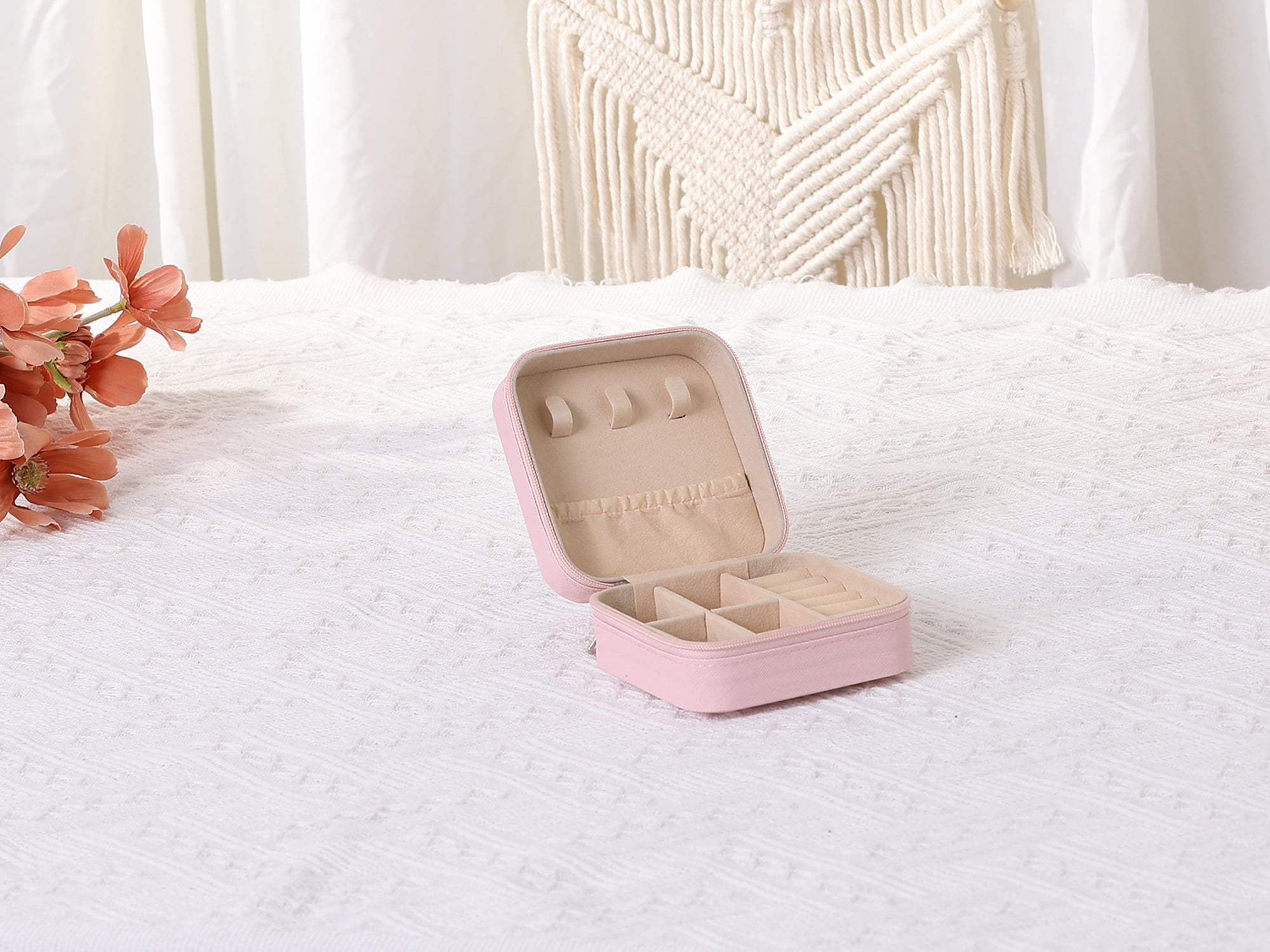 Unique Bargains Jewelry Box Small PU Leather Jewelry Organizer Case Storage Display Holder Pattern B