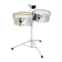 Lp Matador Timbales 14" & 15" Stainless Steel Shells,  Chrome with Bell