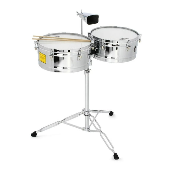 Lp Matador Timbales 14" & 15" Stainless Steel Shells,  Chrome with Bell