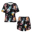 thumbnail image 4 of Naloa Hibiscus Rose Women's Short-Sleeved Pajama Set, Loungewear, Summer pajamas, Breathable Cozy - X-Large, 4 of 9