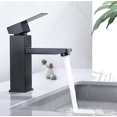 thumbnail image 5 of ZHAOCHENG Grifo de baño ZTFORUS de acero inoxidable negro con manija cuadrada, mezclador de lavabo, agua fría y caliente, grifo de lavado de manos desmontable., 5 of 5