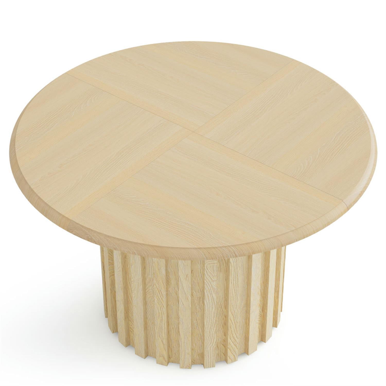 Demi Bonn 43" Modern Round Dining Table for 4 People, Farmhouse Kitchen Dinner Table with Metal Base for Dining Room, Living Room Furniture, Beige