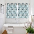 thumbnail image 3 of Teal Morocco Kitchen Curtains Short 54 Inch Length, Modern Abstract Art Contemporary Geometric Grommet Top Bedroom Living Room Curtains, Light Filtering Cafe Curtain Drapes 2 Panels Set 84''x54'', 3 of 9
