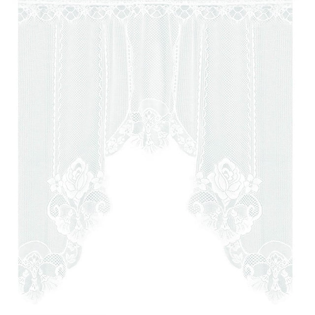 Fesfesfes Vintage Lace Window Scarf Coffee Curtain Kitchen Drape Sheer Fabric Romantic Style Home Decor Kitchen Curtain Vintage Style Window Scarf