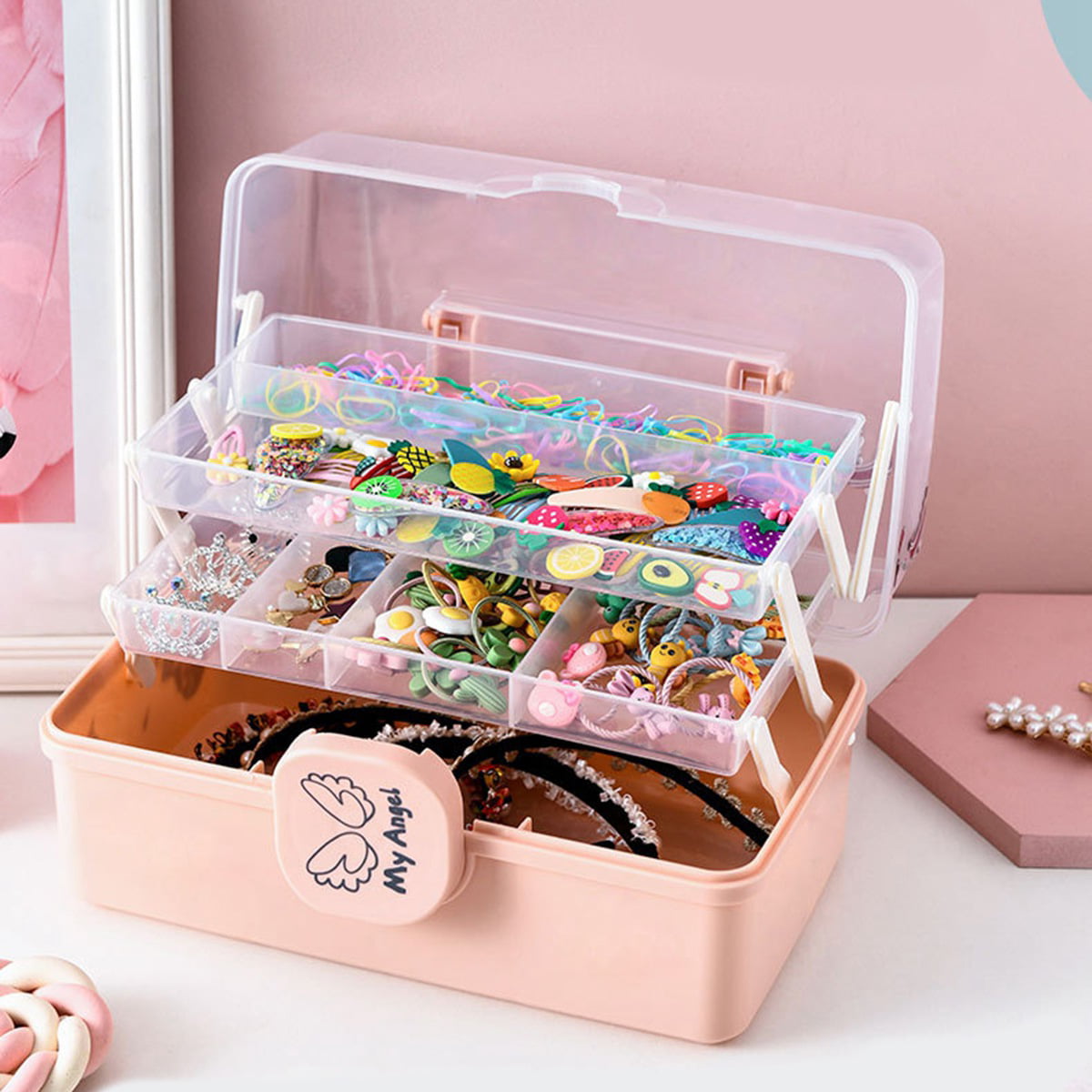 How To Organize Hair Accessories {Never Lose Hair Elastics Again!} |  Children's Hair Accessories Storage Box Rubber Band Case (mini) |  