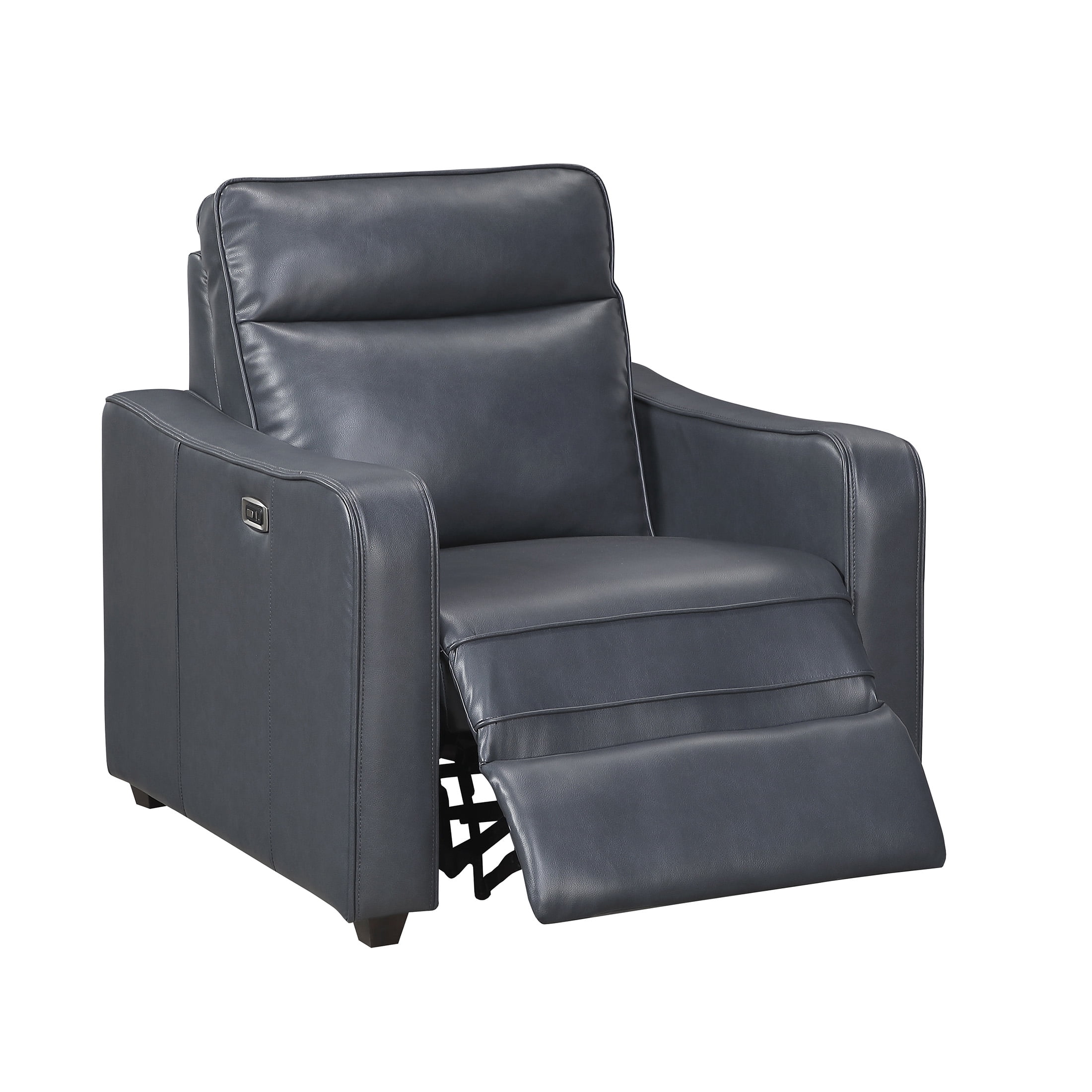 OakvillePark Ardena Faux Leather Power Reclining Chair with Curved Track Arms, Zero Wall Recliner, Navy