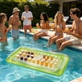 thumbnail image 3 of Thickened PVC Inflatable Swimming Pool Floating Drink Cooler Bar, Multi Slot Beverage Fruit Snack Serving Tray with Cup Holders, Summer Water Party Accessory for Pool Beach Lake Outdoor, Green, 3 of 5
